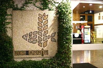 Eingang zum G&auml;stehaus von Nes Ammim.
